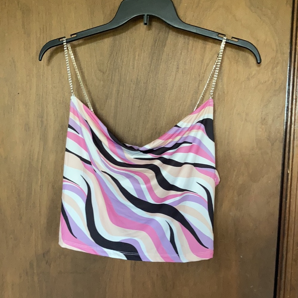 3/$12 Rue 21 bling strap top abstract print casual party  club sleeveless XL jr - Picture 10 of 13